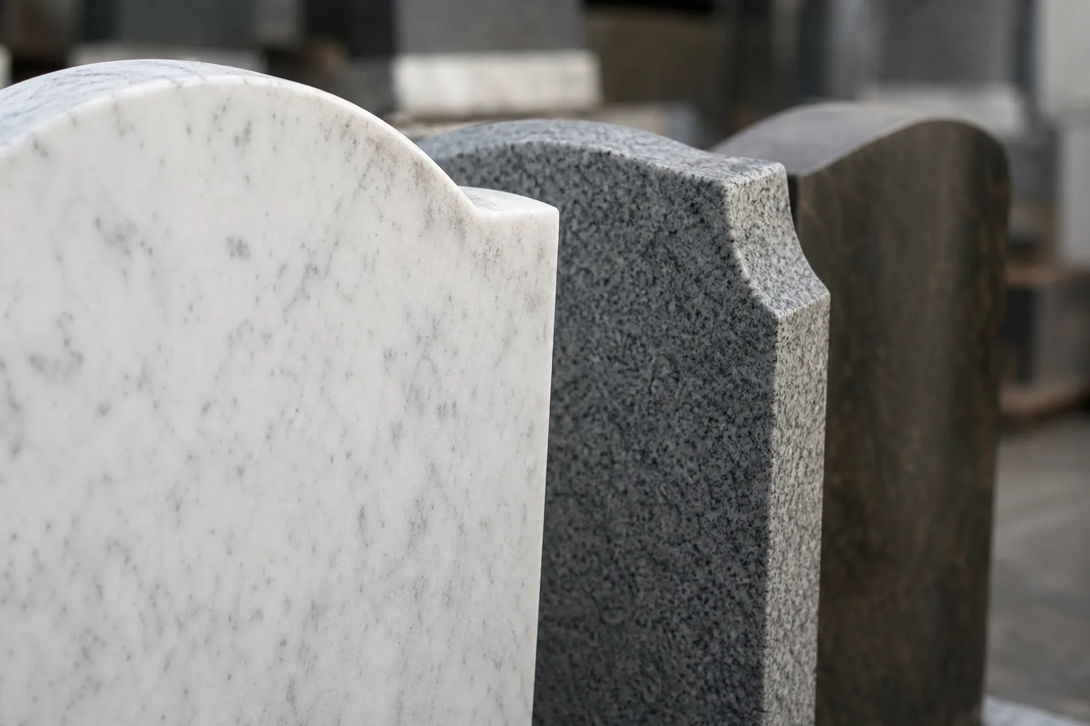 Granite, bronze or marble? What holds its lettering, and what the mower hits first